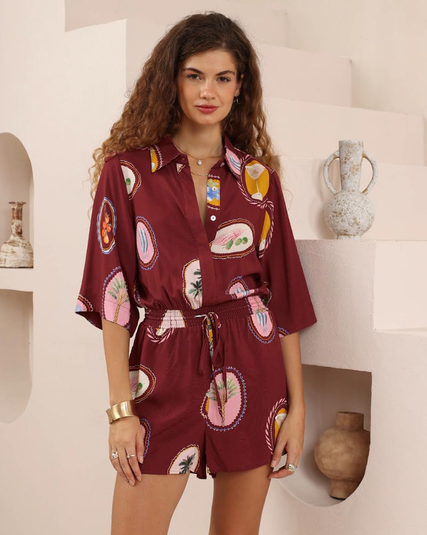 Wine Playsuit - Multi