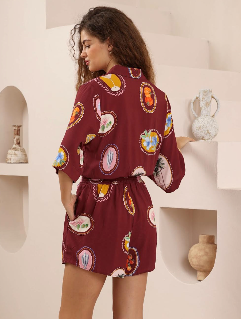 Wine Playsuit - Multi