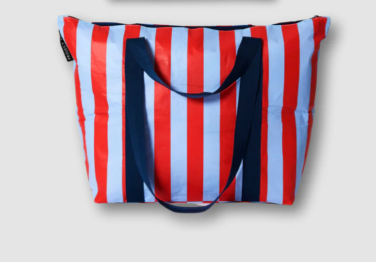Project Ten Zip Tote Bag - Red and Blue Stripe