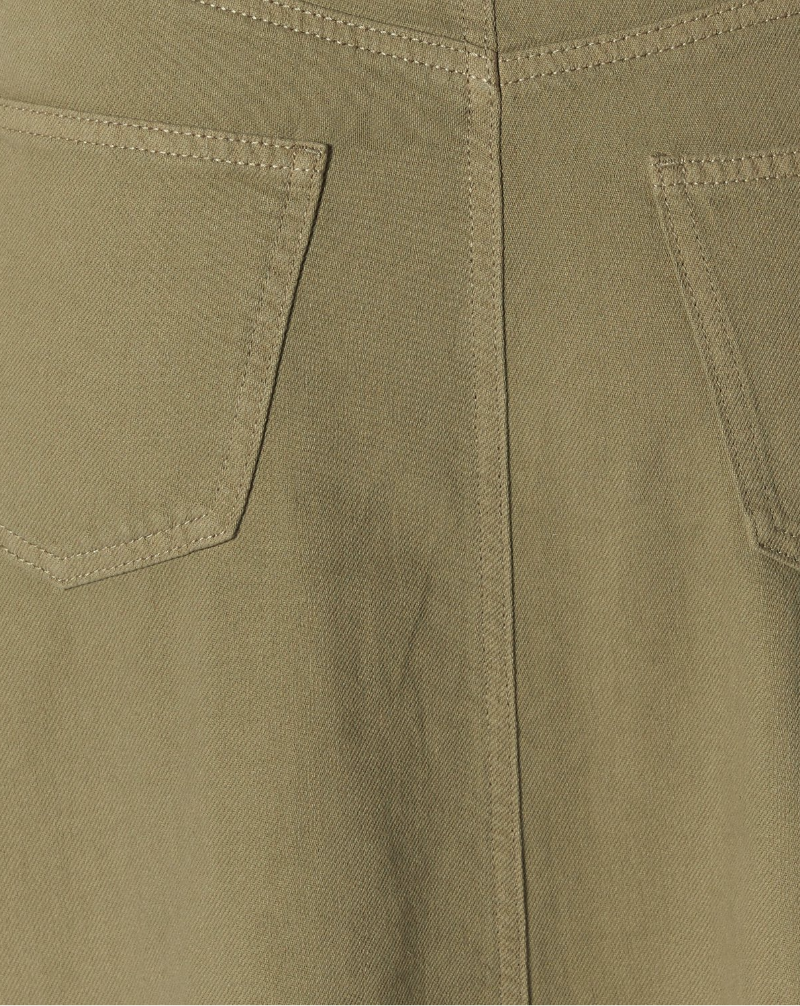 Denim Midi Skirt- Khaki