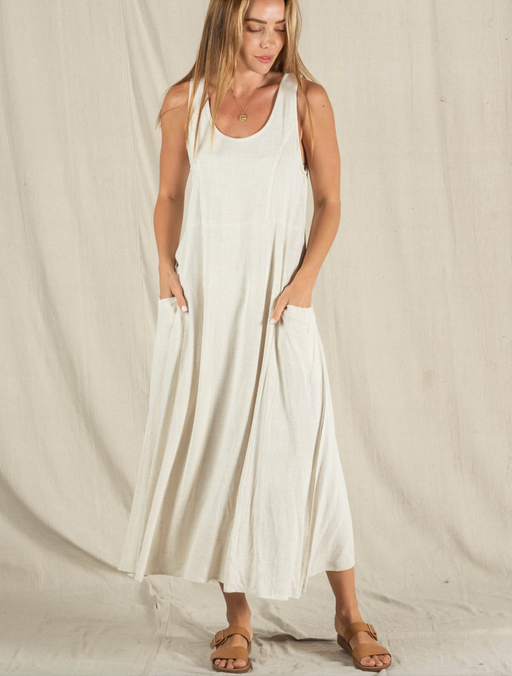 Relaxed Linen Weekend Dress  - Natural