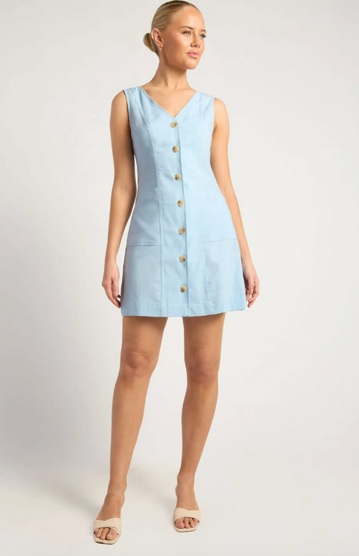 Vest Style Mini Dress - Light Blue