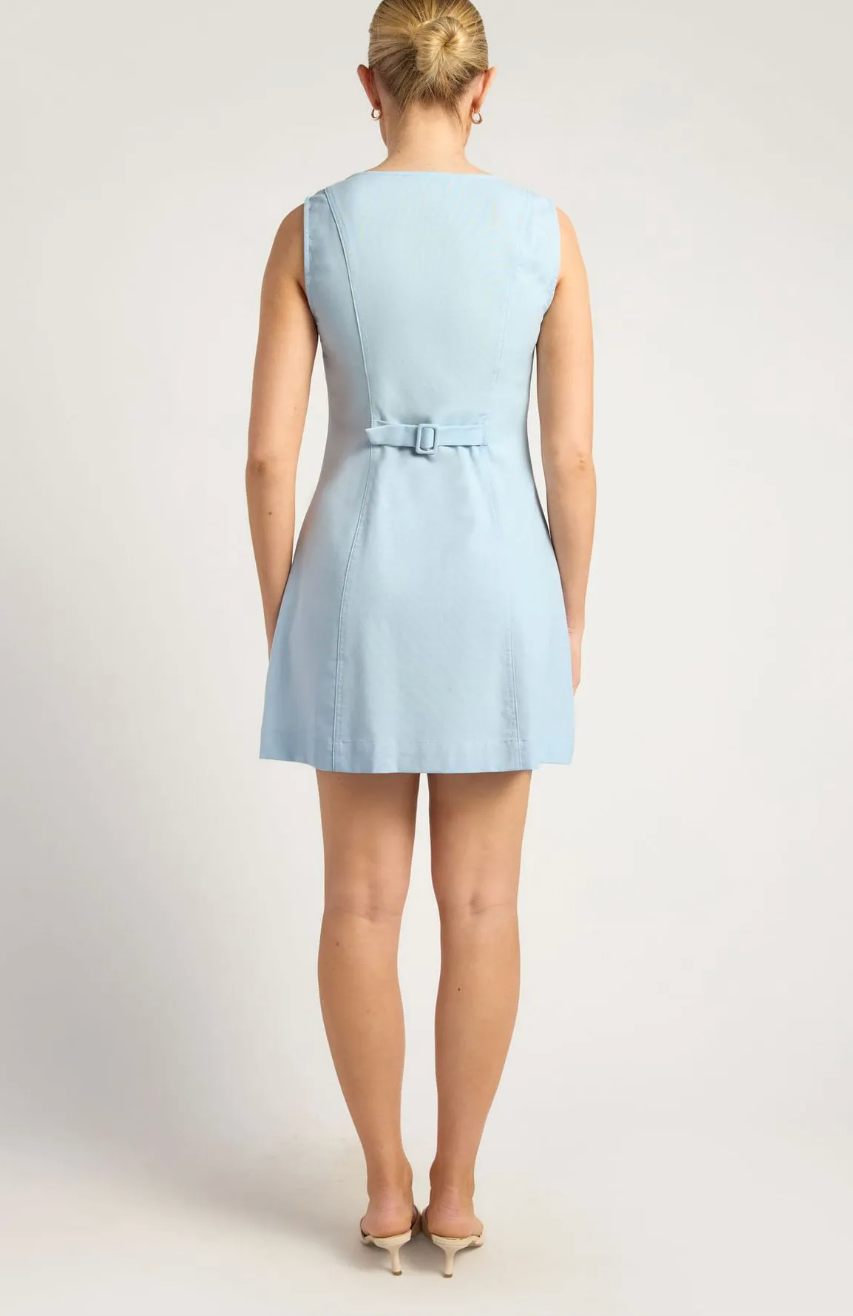 Vest Style Mini Dress - Light Blue