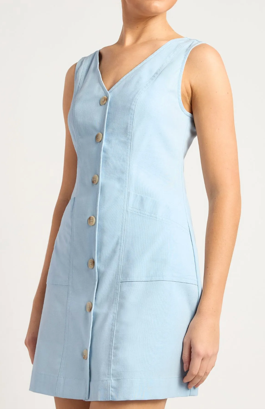 Vest Style Mini Dress - Light Blue