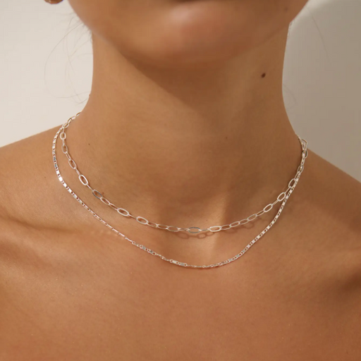 Double layer Sterling Silver Plated Fine necklac