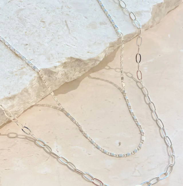 Double layer Sterling Silver Plated Fine necklac