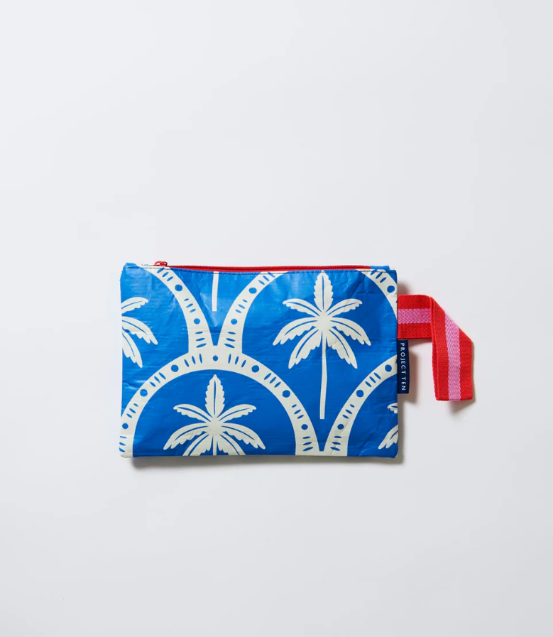 Project Ten Small Zip Pouch - Blue Palm