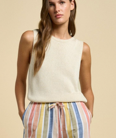Little Lies Knit Spring Tank Top - Cream