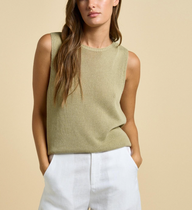 Little Lies Knit Spring Tank Top - Pistachio
