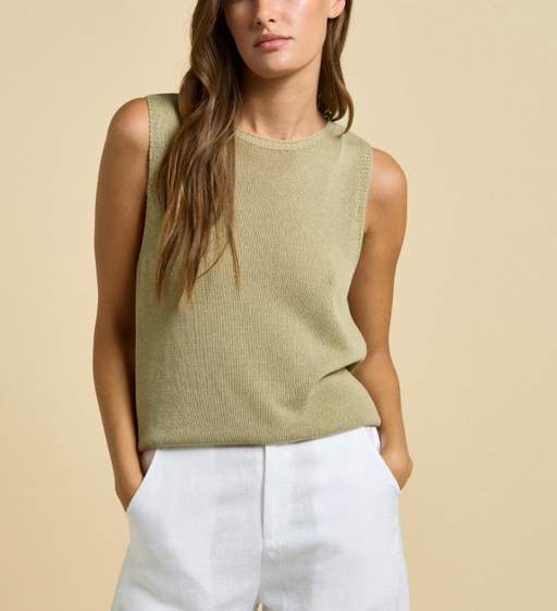 Little Lies Knit Spring Tank Top - Pistachio