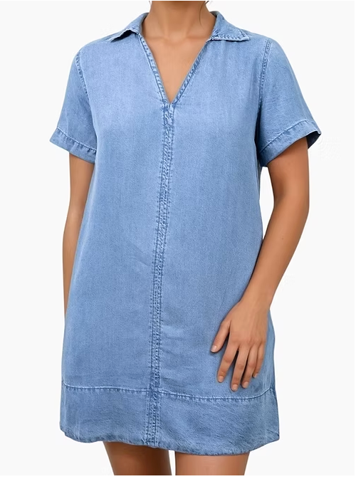 Chambray Shift Dress - Blue