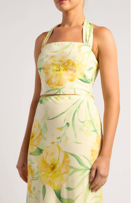 Lemon Floral Top and Skirt Set