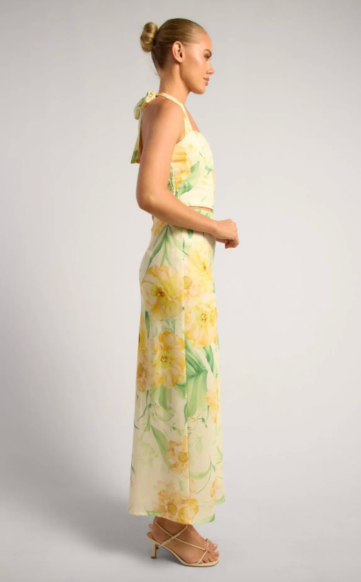 Lemon Floral Top and Skirt Set