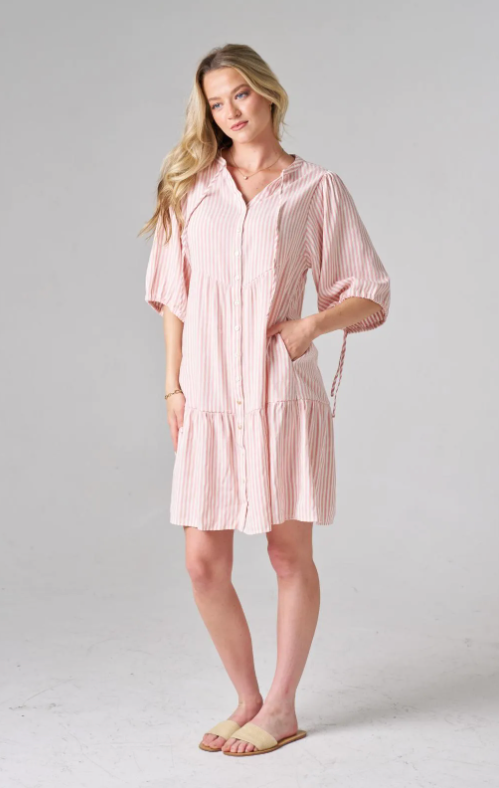 Babydoll Stripe Dress - Pink stripe