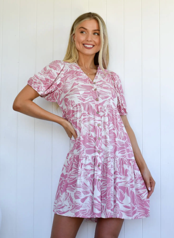 Summer Holiday Dress - Pink Floral