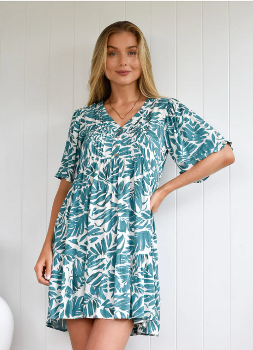 Summer Holiday Dress - Teal Floral