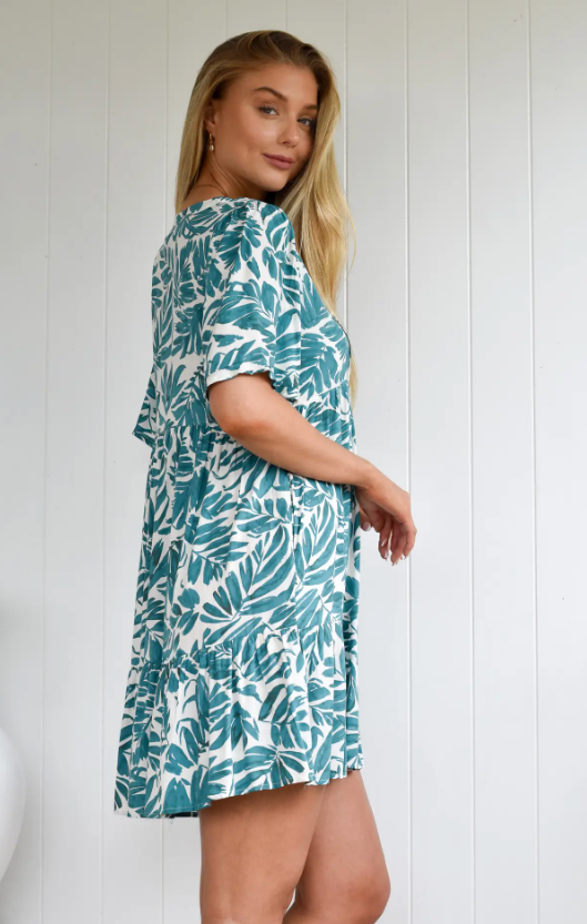 Summer Holiday Dress - Teal Floral