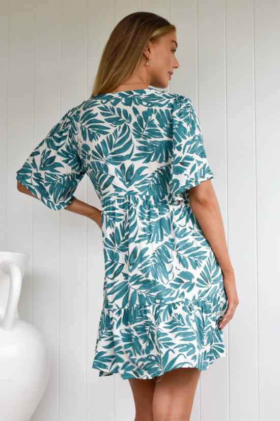 Summer Holiday Dress - Teal Floral