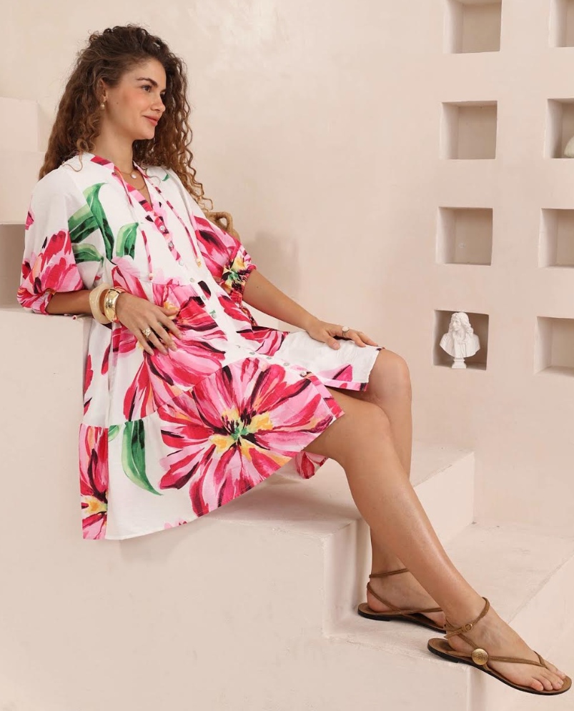 Babydoll Dress - Pink Floral