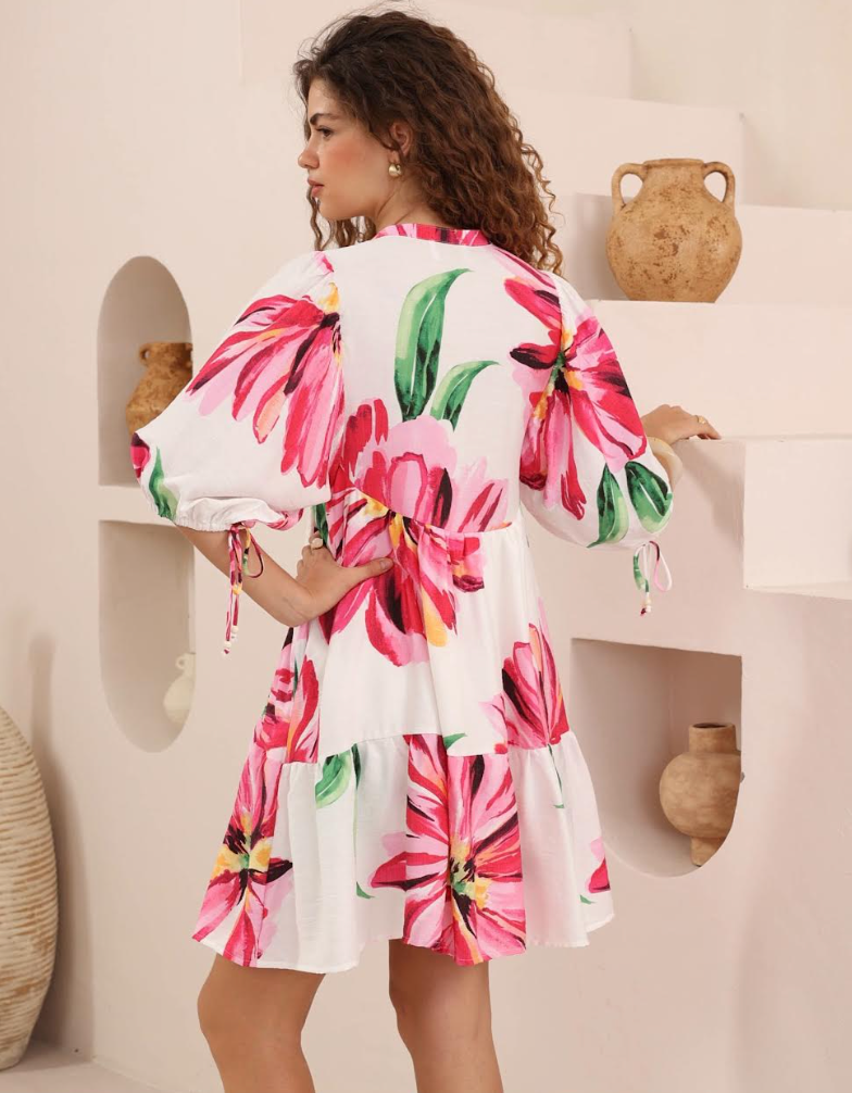 Babydoll Dress - Pink Floral