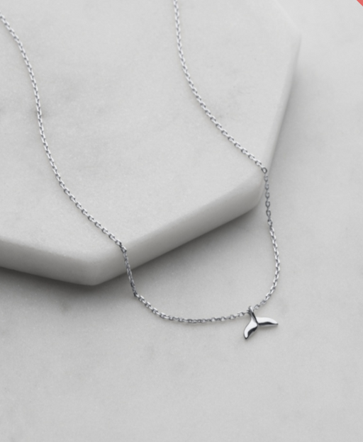 Zafino Rhodium Plated Ocean Mini Necklace - silver whale tail