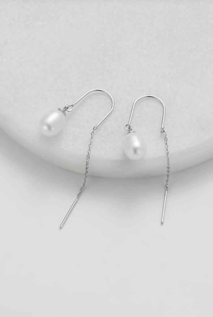 Zafino Rhodium Plated Talia Thread Earring