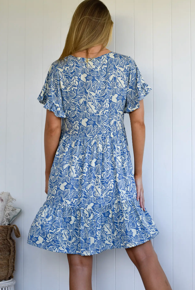 Summer Holiday Dress - Blue and White