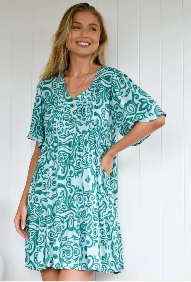 Summer Holiday Dress - Green and Teal