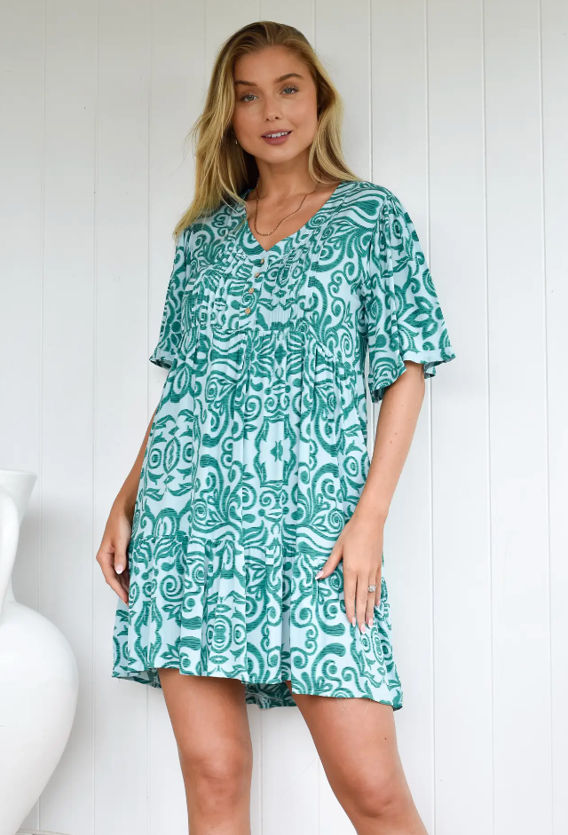 Summer Holiday Dress - Green and Teal