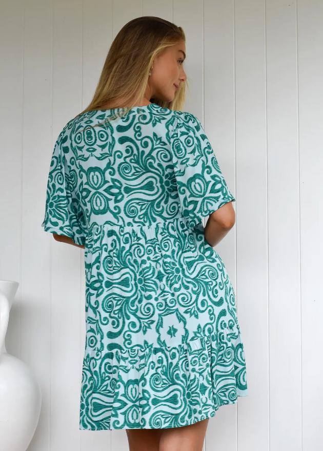 Summer Holiday Dress - Green and Teal
