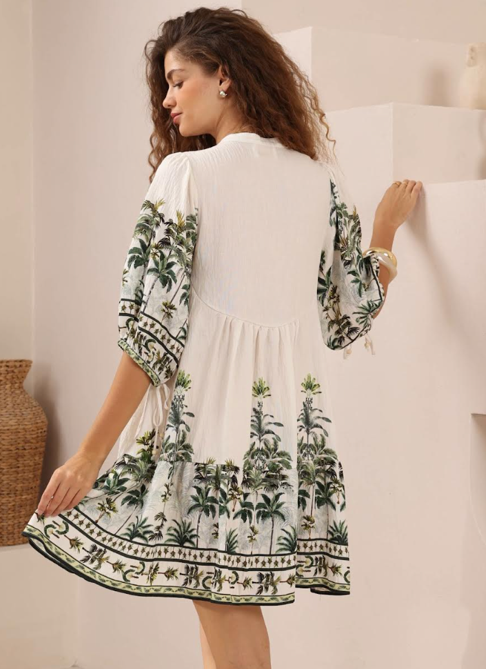 Babydoll Dress - Palm Print