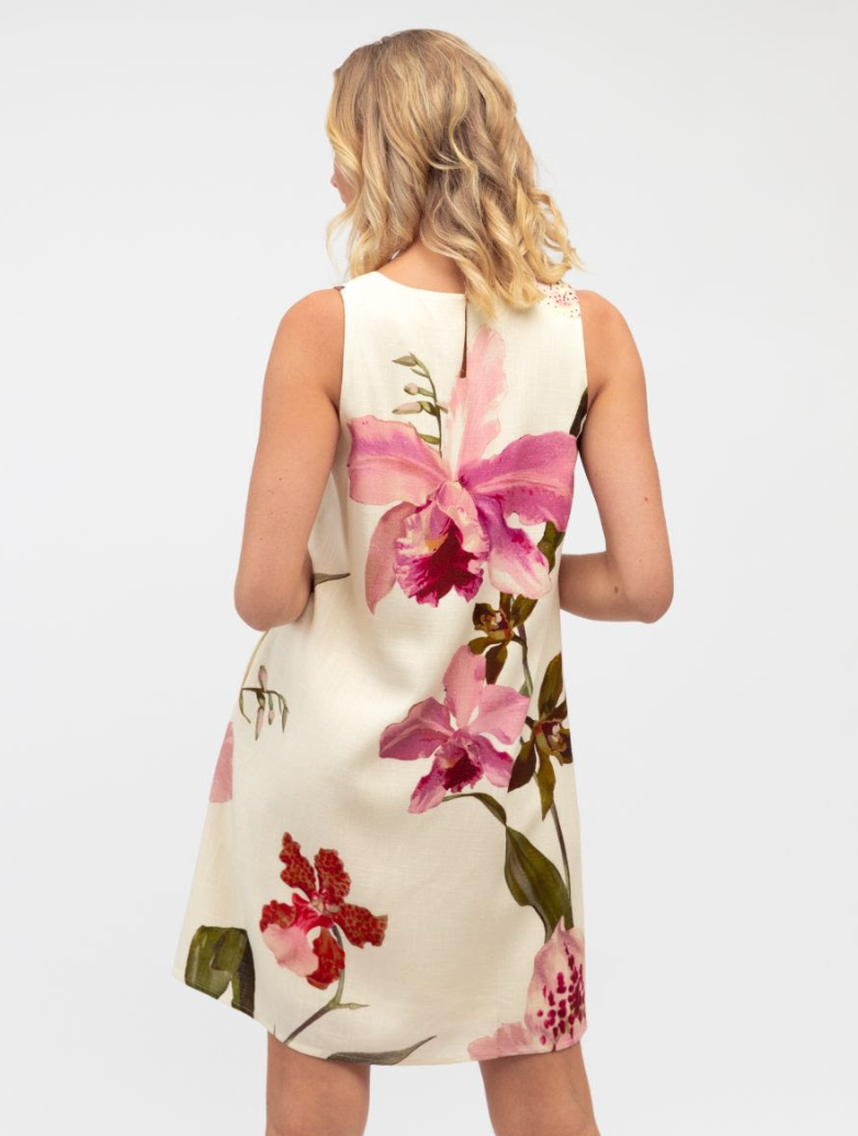 Orchid Linen Mini Dress - Floral