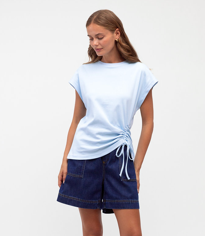 Drawstring Tee - Light Blue