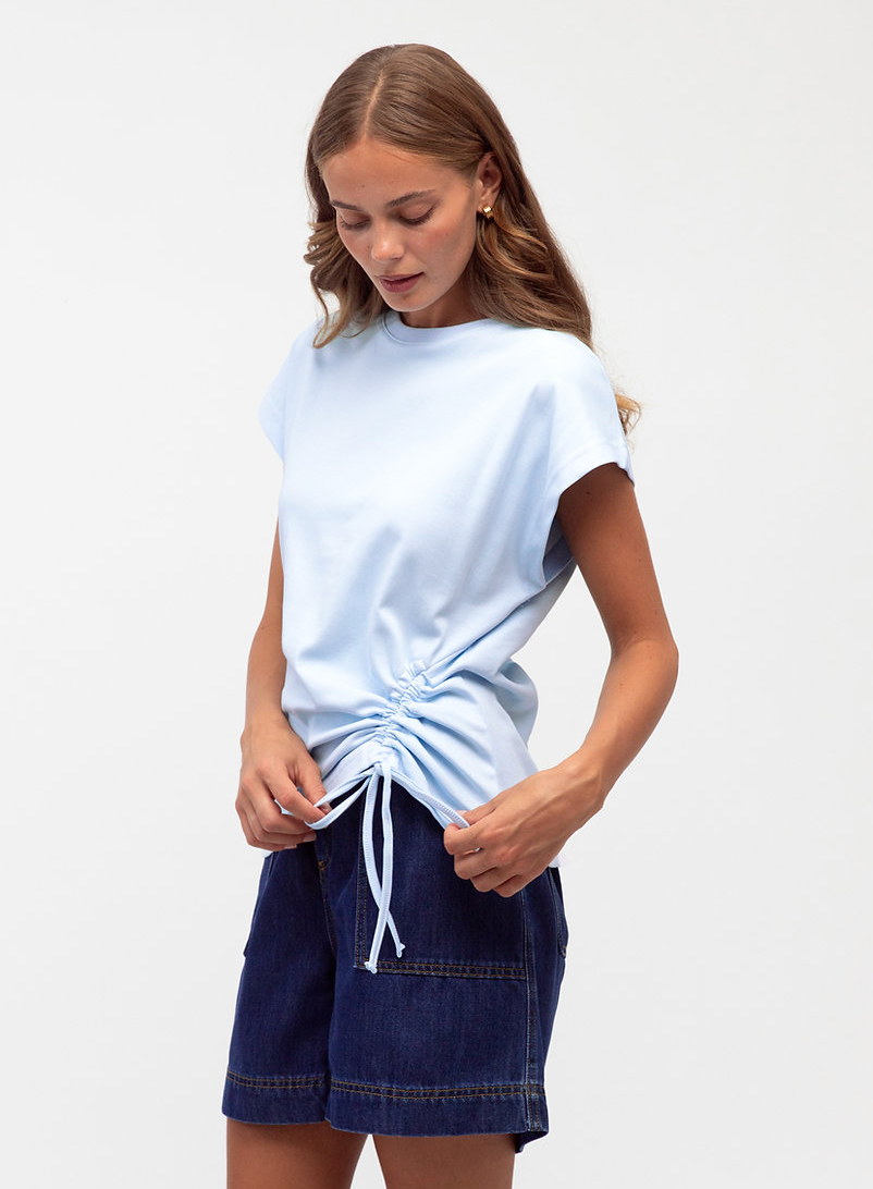 Drawstring Tee - Light Blue