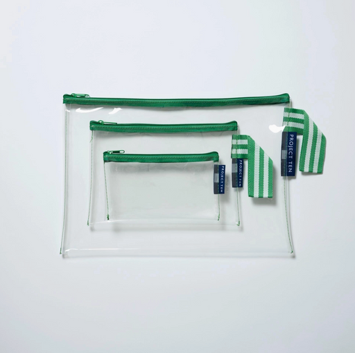 NEW Project Ten Clear Zip Pouch Bundle (x3 Sizes) – Green