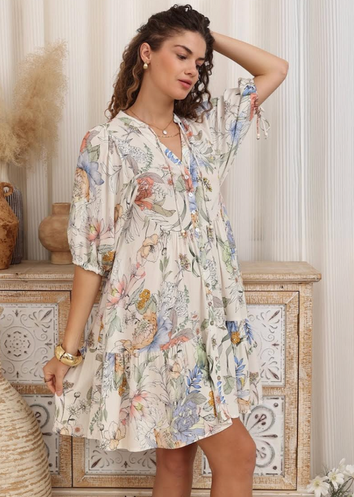 Babydoll Dress - Soft Floral