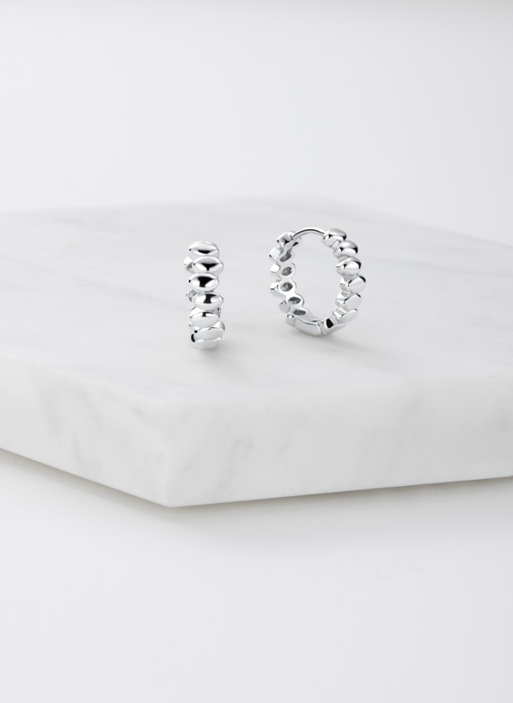 Zafino Rhodium Plated Bailey Huggie Hoop - Silver