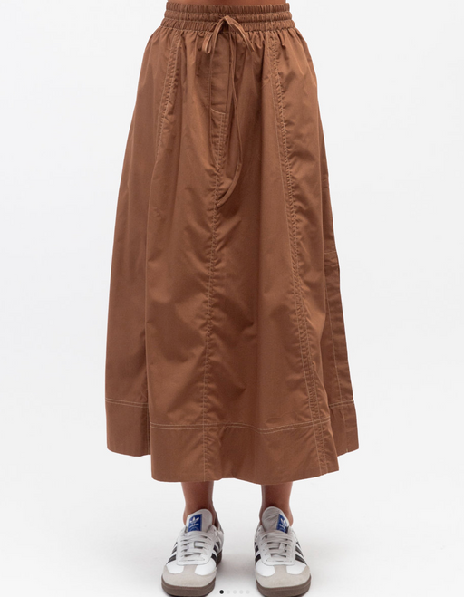 Cotton Midi Skirt- Tan