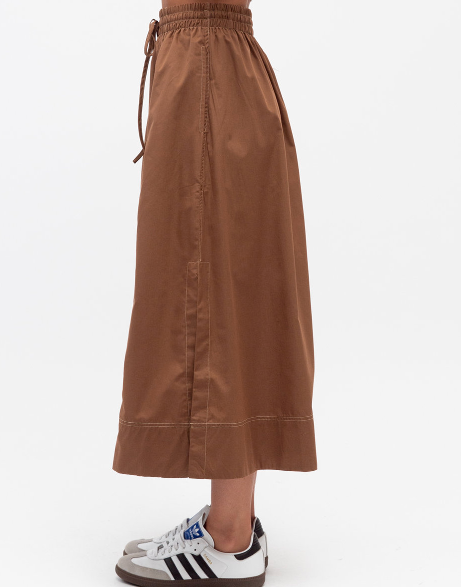 Cotton Midi Skirt- Tan