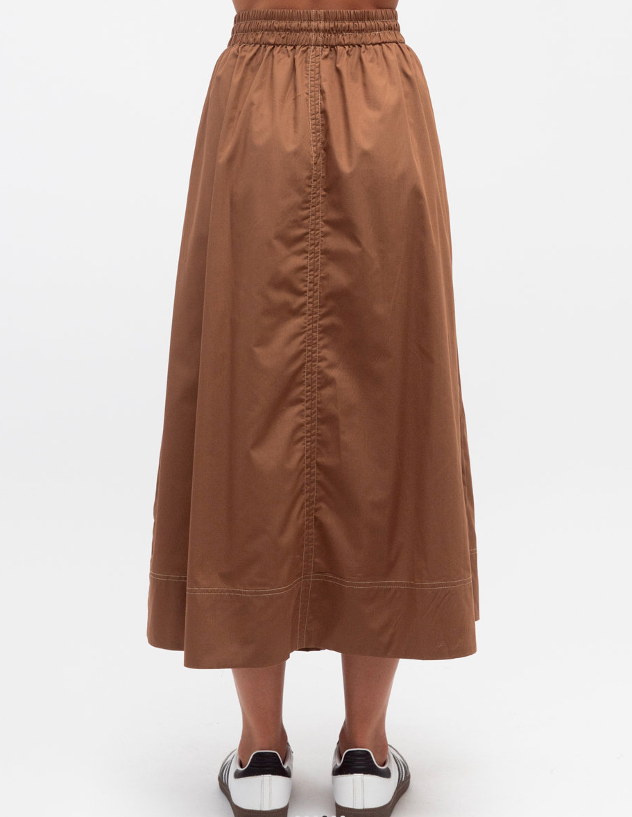 Cotton Midi Skirt- Tan