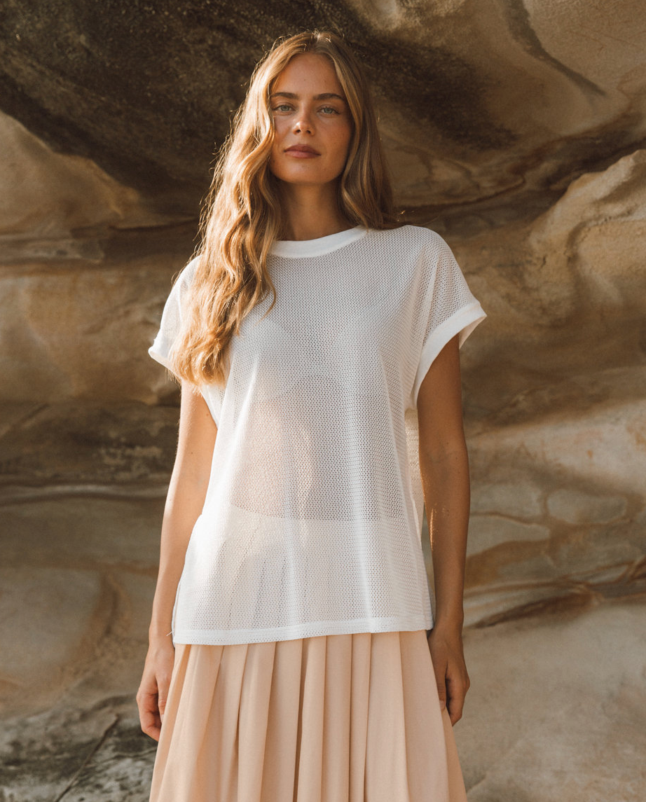 Mesh Tee - Beige