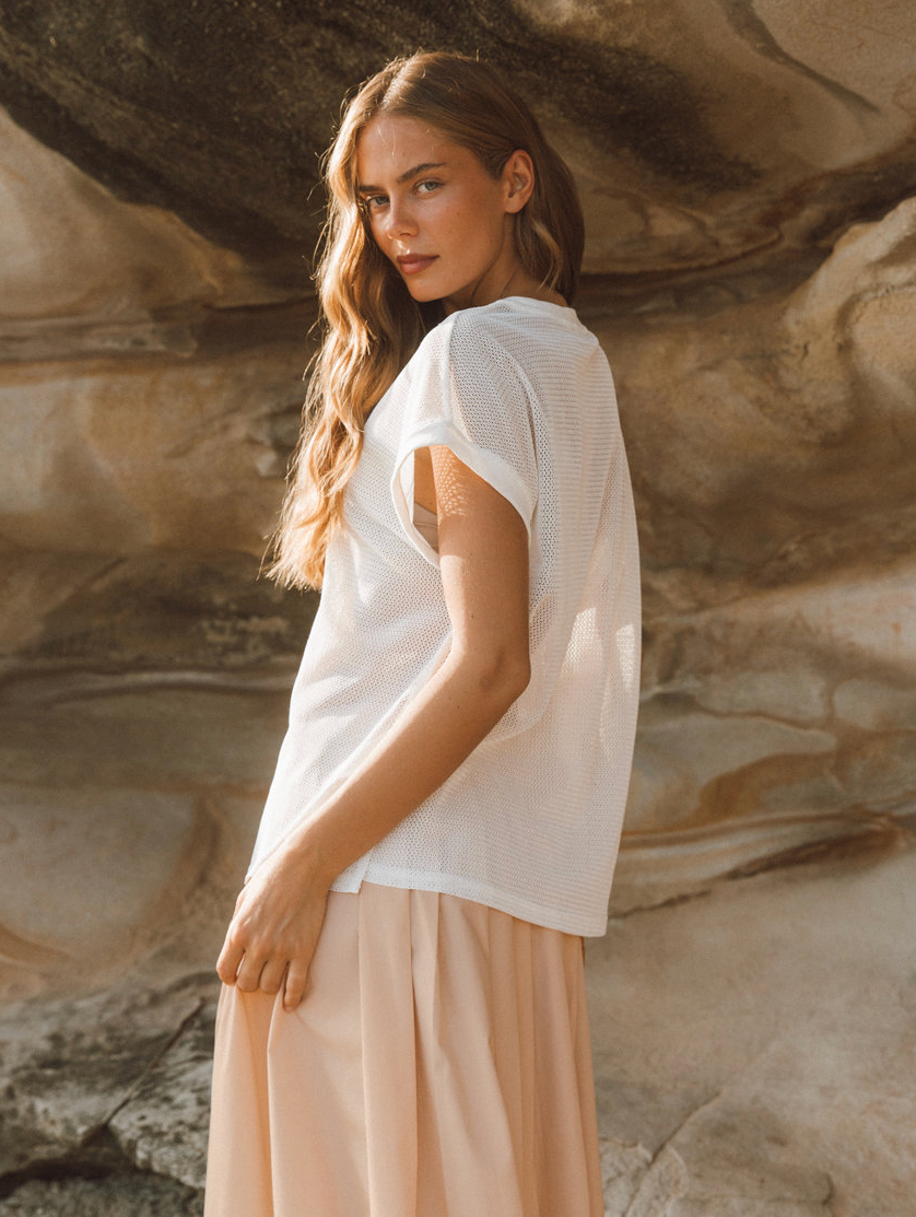 Mesh Tee - Beige