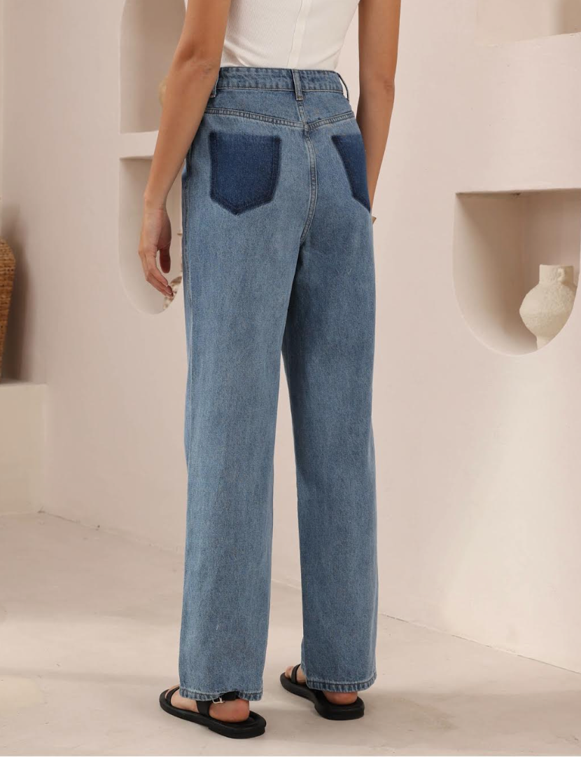 Mid rise wide leg Jeans - Mid Blue
