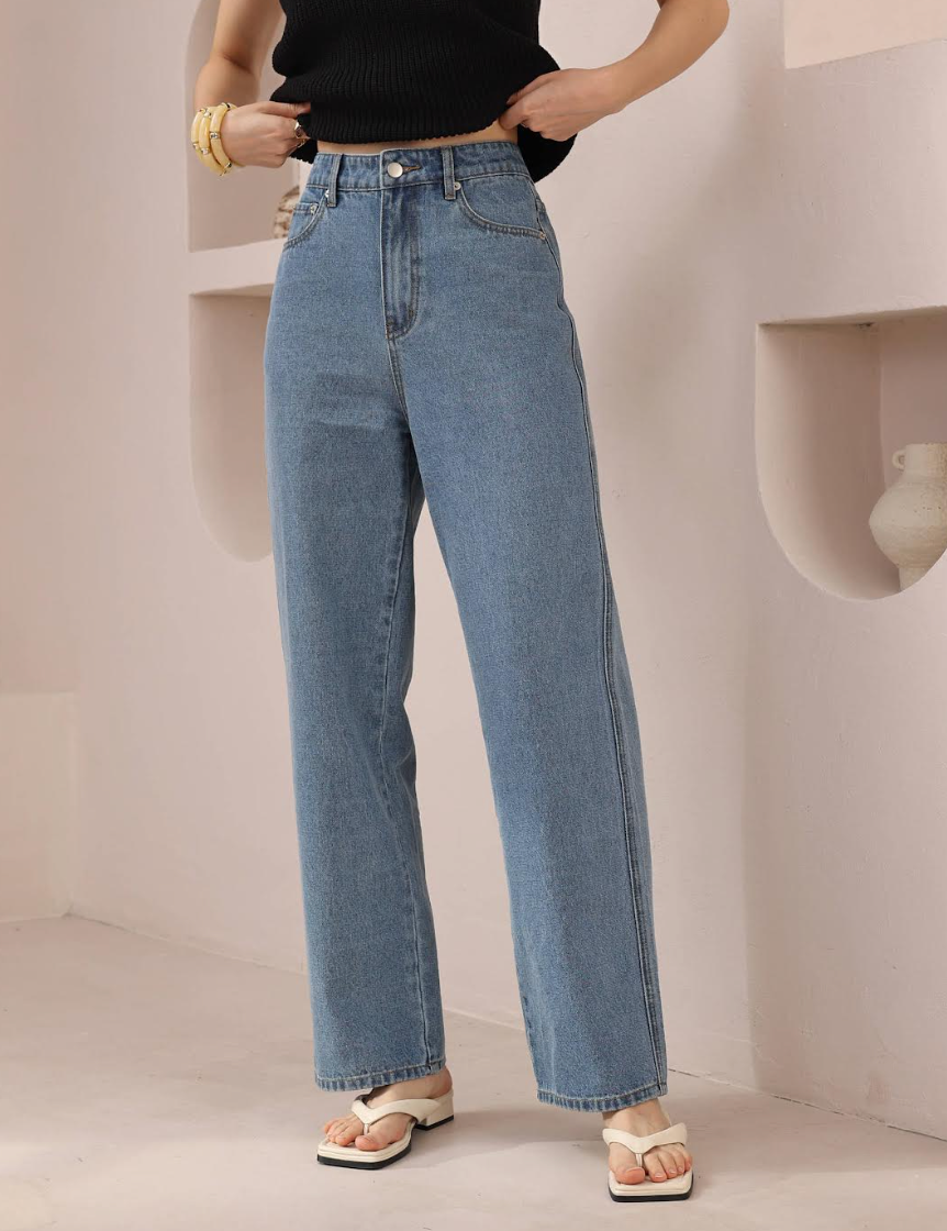 Mid rise wide leg Jeans - Mid Blue