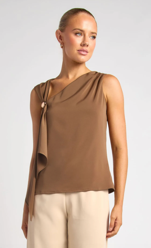 Kara Satin Top - Mocha
