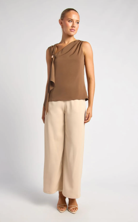 Kara Satin Top - Mocha
