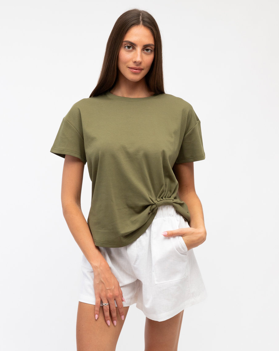 Easy Tuck Cotton Tee - Olive