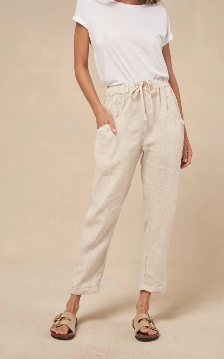 Little Lies Luxe Linen Jogger Pants - Natural