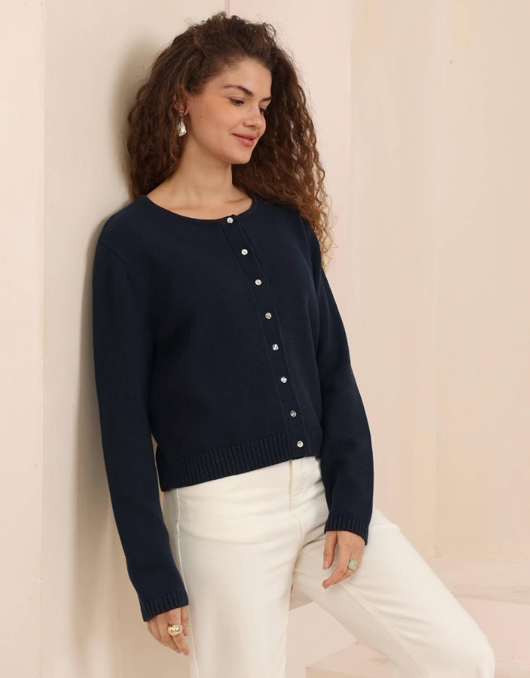 Cotton Cardi  - Navy