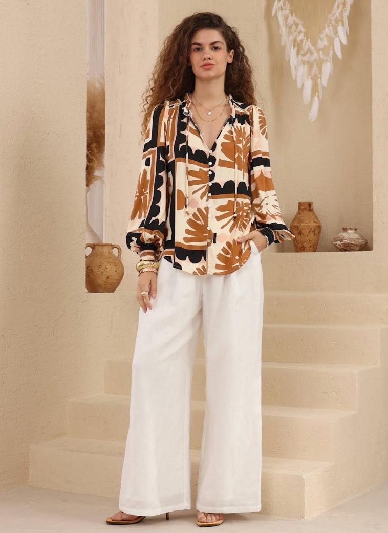 Balloon Sleeve Blouse - Multi